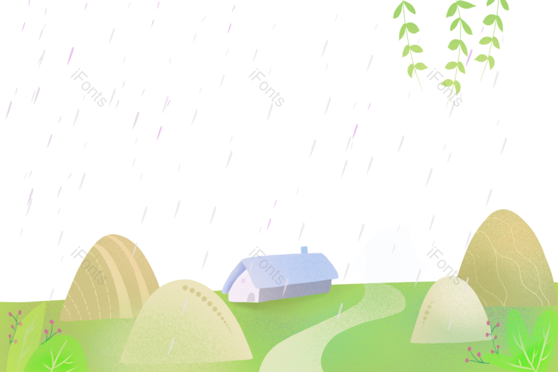 雨水图片,房子元素,草地PNG,风景免抠素材